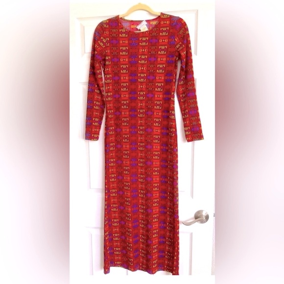 VINTAGE Alberta Ferretti MIX PRINT Long Sleeve MAXI DRESS “ GRUNGE VIBE” - Picture 11 of 11